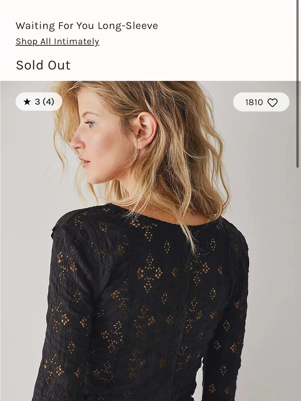 Free People Black Crochet Long Sleeve Top
